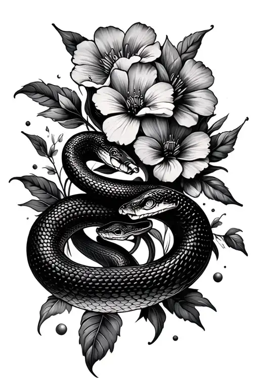 Snake An Flowers
