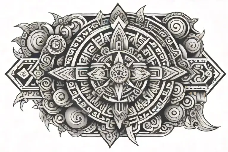 Aztec Armband Tattoo Design Combining Elements Like Stars