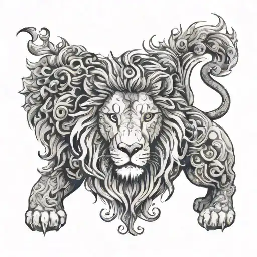 Yoga Poses Incorporated Into A Lion's Mane Showcasing Strength