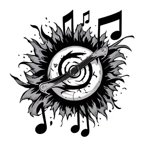 Naruto Cursed Mark Tatto With Music Notes