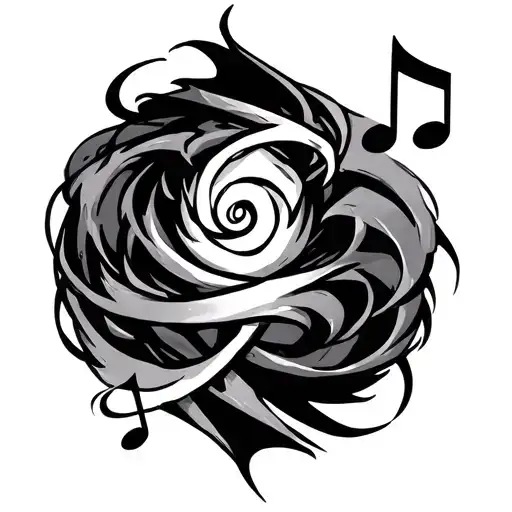 Naruto Cursed Mark Tatto With Music Notes Swirling