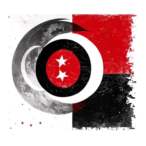 Albania Mixed With Turkish Flag Crescent Moon