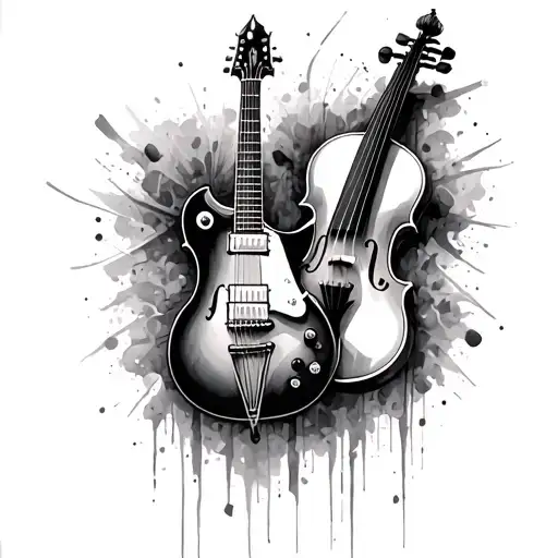 An Electric Guitar And A Violin Mixed Together