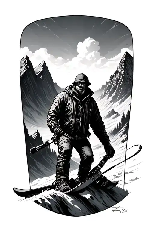 A Man Sking Down A Muntain