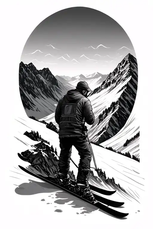 A Man Sking Down A Muntain