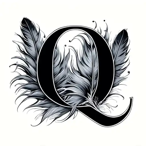 Letter Q And Feather