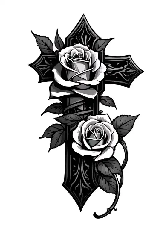 Cross And Rose Wrapped