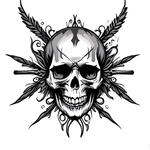 Skull With Art Around It Tribal Style