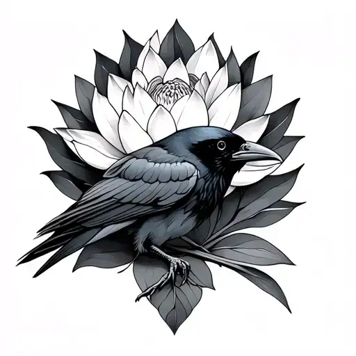 Raven & Lotus Flower Blooming
