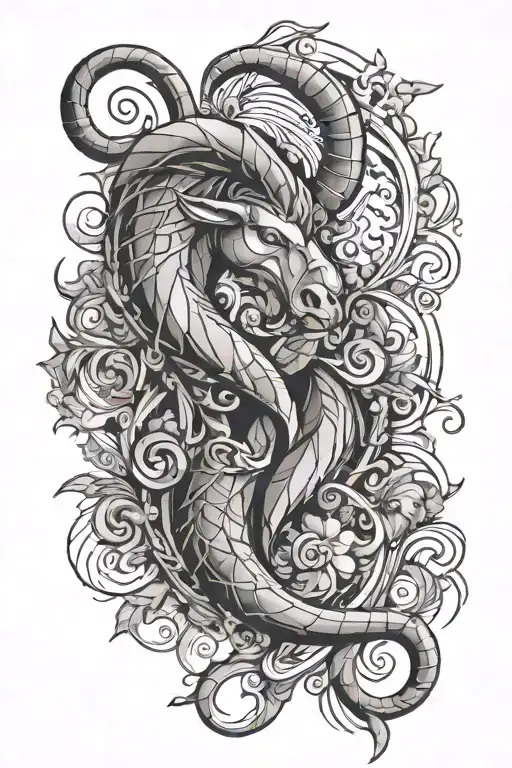 Capricorn And Pieces Symbol Intertwined Hearts Symbolizing Love