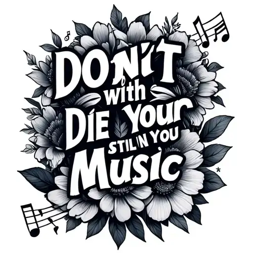 Saying Dont Die With Your Music Still In You With Flowers And Music Notes