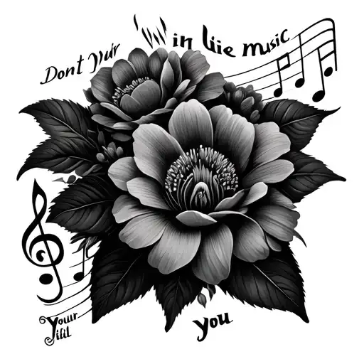Saying Dont Die With Your Music Still In You With Flowers And Music Notes