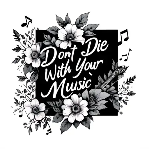 Saying Dont Die With Your Music Still In You With Flowers And Music Notes
