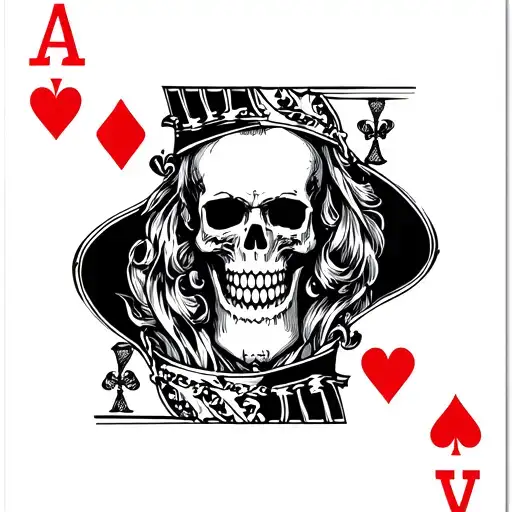 Original King Of Hearts Card But With A Skull For The Head On The King