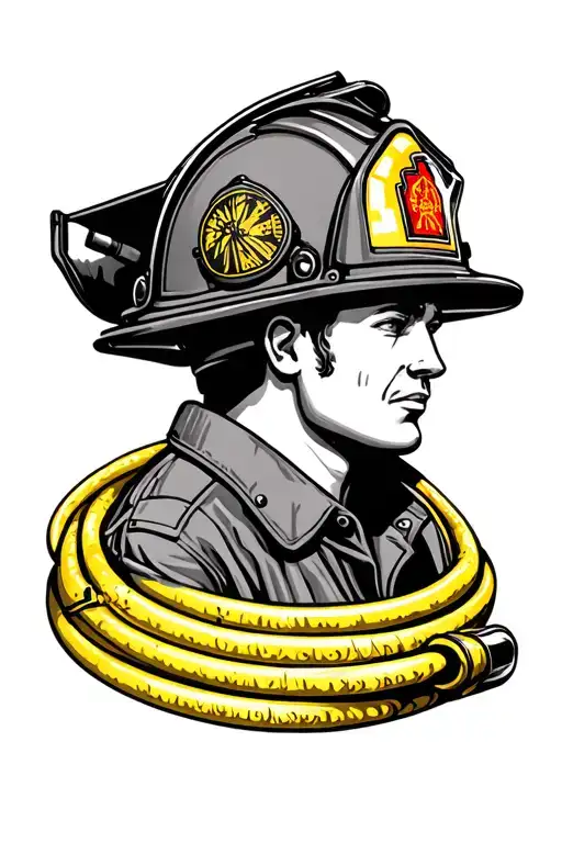 Firefighter Helmet And Hose Style