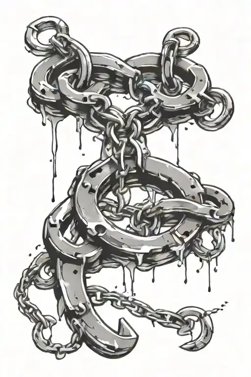 Broken Chains With Open Handcuffs Shaped Like