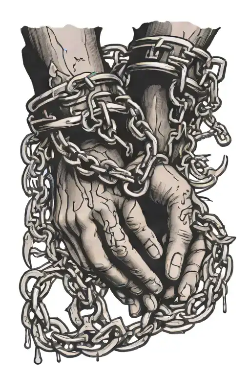 Broken Chains With Open Handcuffs Slavery