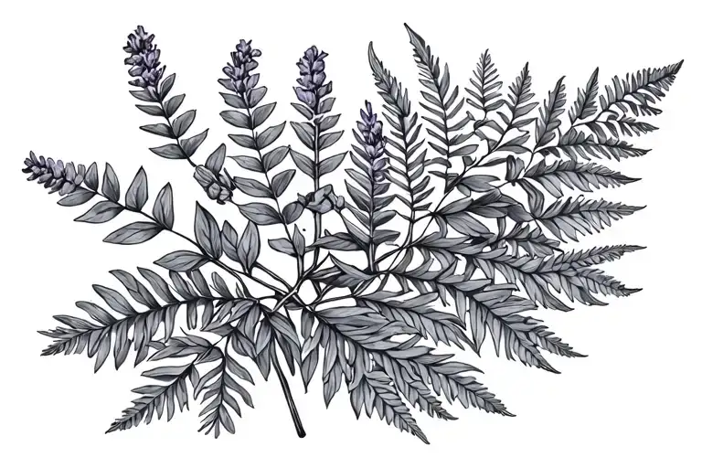 Lavender Sprig Eucalyptus Leaves And Fern Leaf