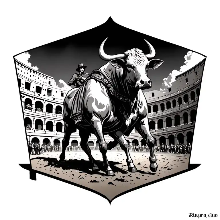 Bullfighter And Bull Fighting In The Colosseum