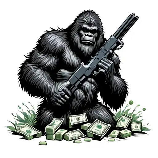 Tactical Sasquatch Carrying Guns Money Drugs