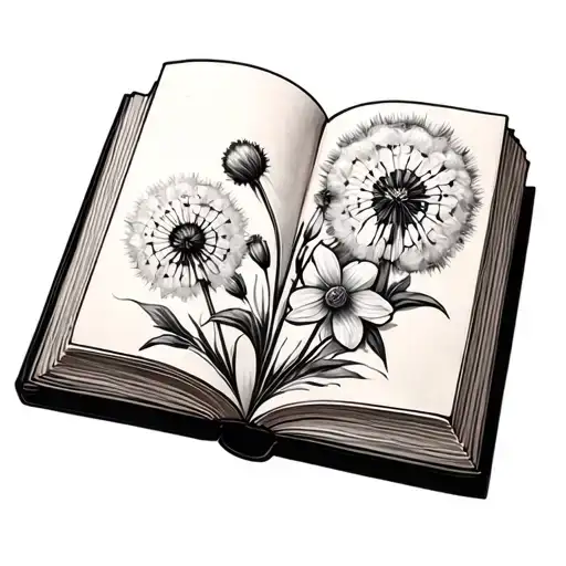 Dandelions And Daffodils In A Book Open