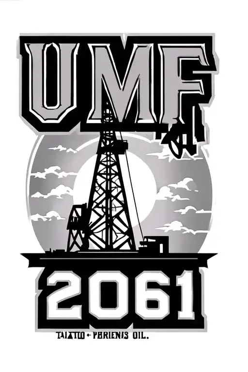Basic Oil Derrick With The Letters Umf And The Numbers 41 And 2061