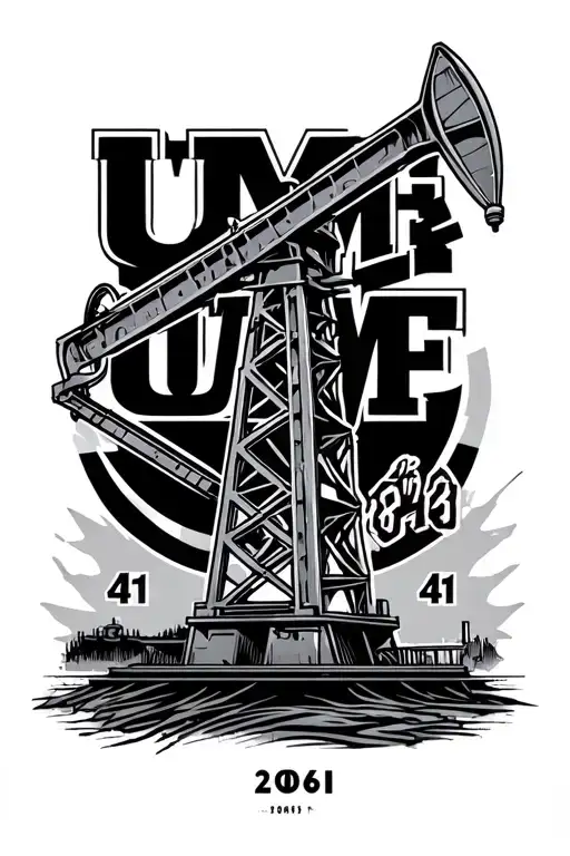 Basic Oil Derrick With The Letters Umf And The Numbers 41 And 2061