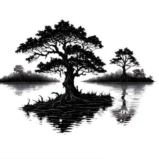 Swamp Tree And Water Darken Everything Add More