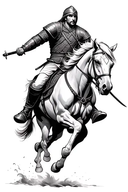 Famous Warrior On A Horse Galloping