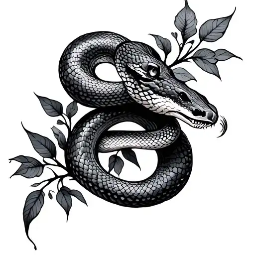 Simplistic Tattoo Vines And Snake