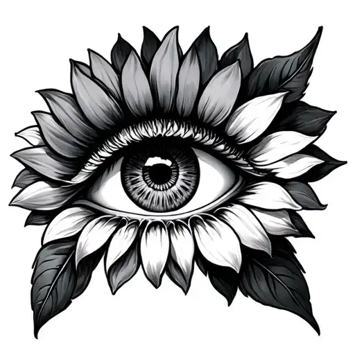 Egyptian Eye Of Rah Inside Sunflower