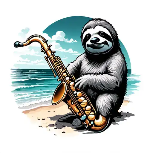 Sloth Saxophone Beach