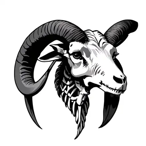 Aries Goat Skeleton Facing You Simple