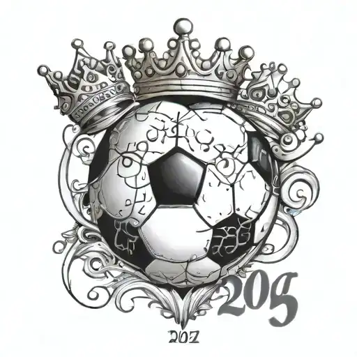 Create A Tattoo Of A Soccer Ball And A Crown With The Date 06-02-2002
