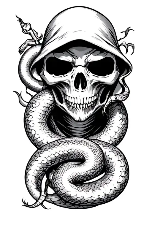 Grim Reaper With A Snake