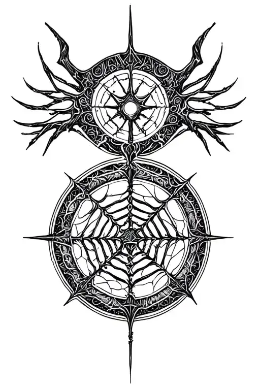 Simple Web Of Wyrd Combined With Vegvisir Symbol