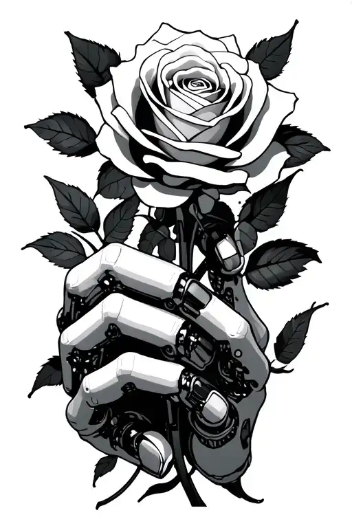 Robotic Hand Holding A Rose