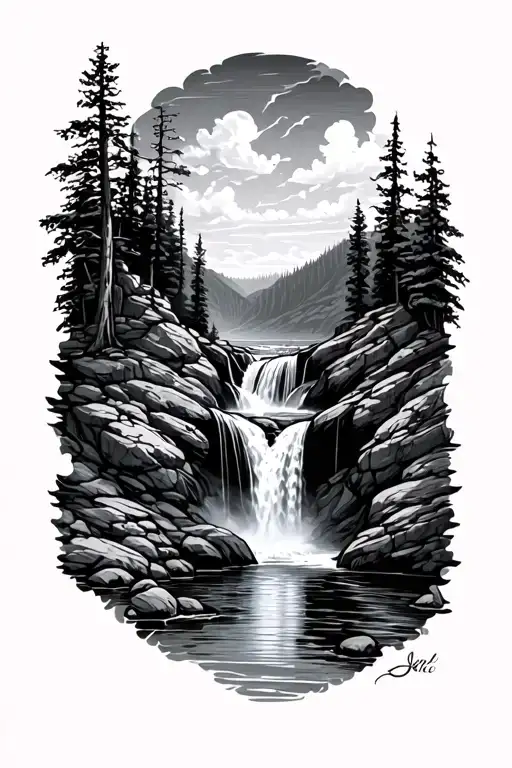 Waterfall Scene Of Moores Cove