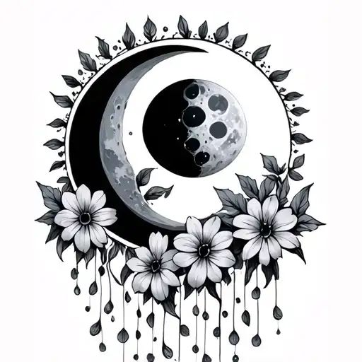 Flowers Hanging Down From Moon And Sun Eclipse