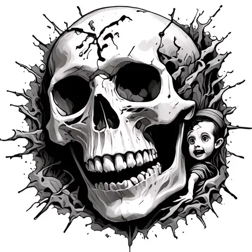 Skull With A Small Prisoner Trying To Break Out Of The Mind