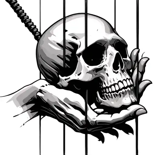 Skull With Thoughts Being Held Prisoner