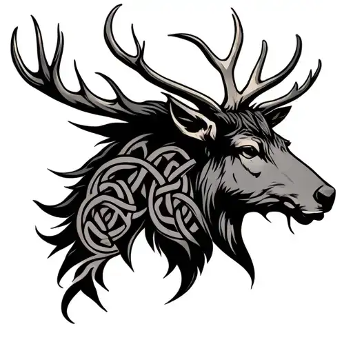 Celtic Elk Knot Style Side Head Profile
