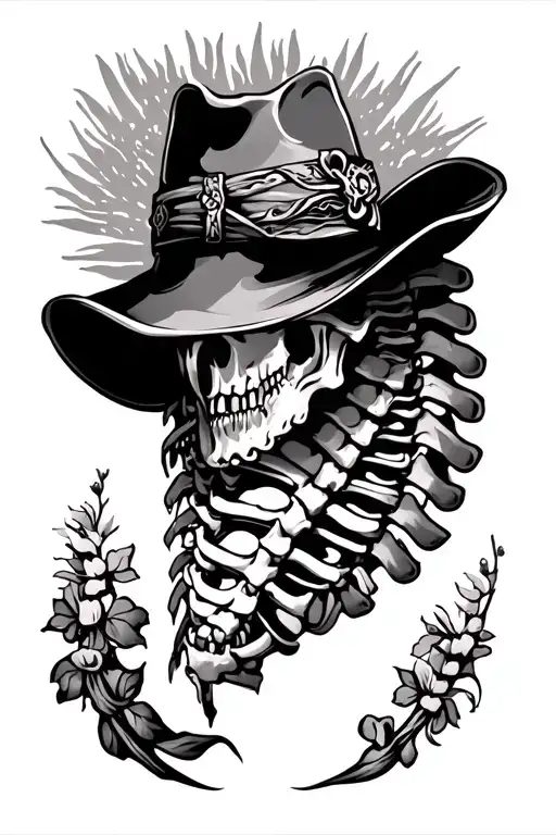 Spine Tattoo That's A Little Western