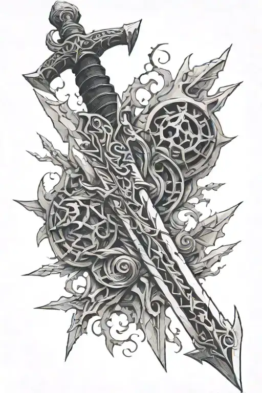 The Dawn Breaker Sword From Skyrim Wrapped In Dova Ruins