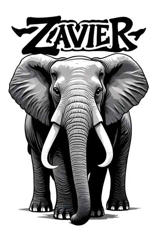 The Name Zavier With An Elephant Incorporated