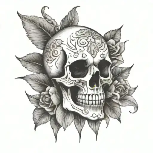 A Person Looking Into A Mirror With A Skull Reflection