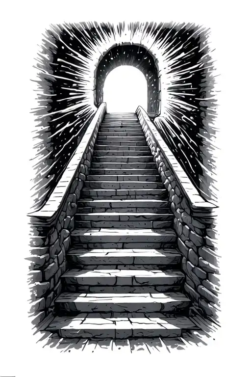 Long Stairs Going Into A Portal Radiating Darkness