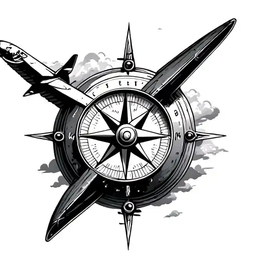Compass Plane Flying In The Sky
