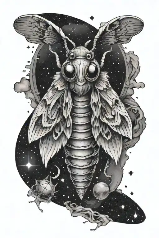 An Otherworldly Design Of A Cosmic Deaths Head Moth Emerging From The Stars