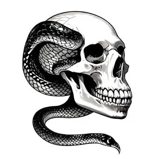 Snake Slithering In And Out Of A Skull